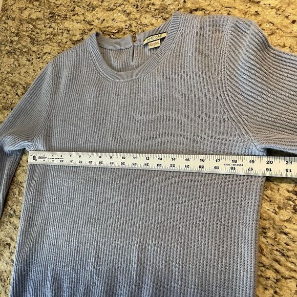 Amicale Blue Women’s L Crewneck Sweater 100 Cashmere Dip Dye  Classic Preppy - Picture 7 of 8